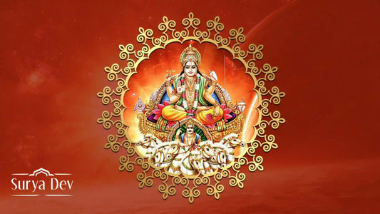 Artistic depiction of Lord Suryadev Aarti with intricate designs and vibrant colors