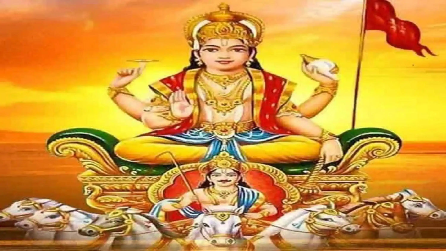 Artistic depiction of Aditya Hridyaya Stotram with Lord Surya on a chariot led by horses