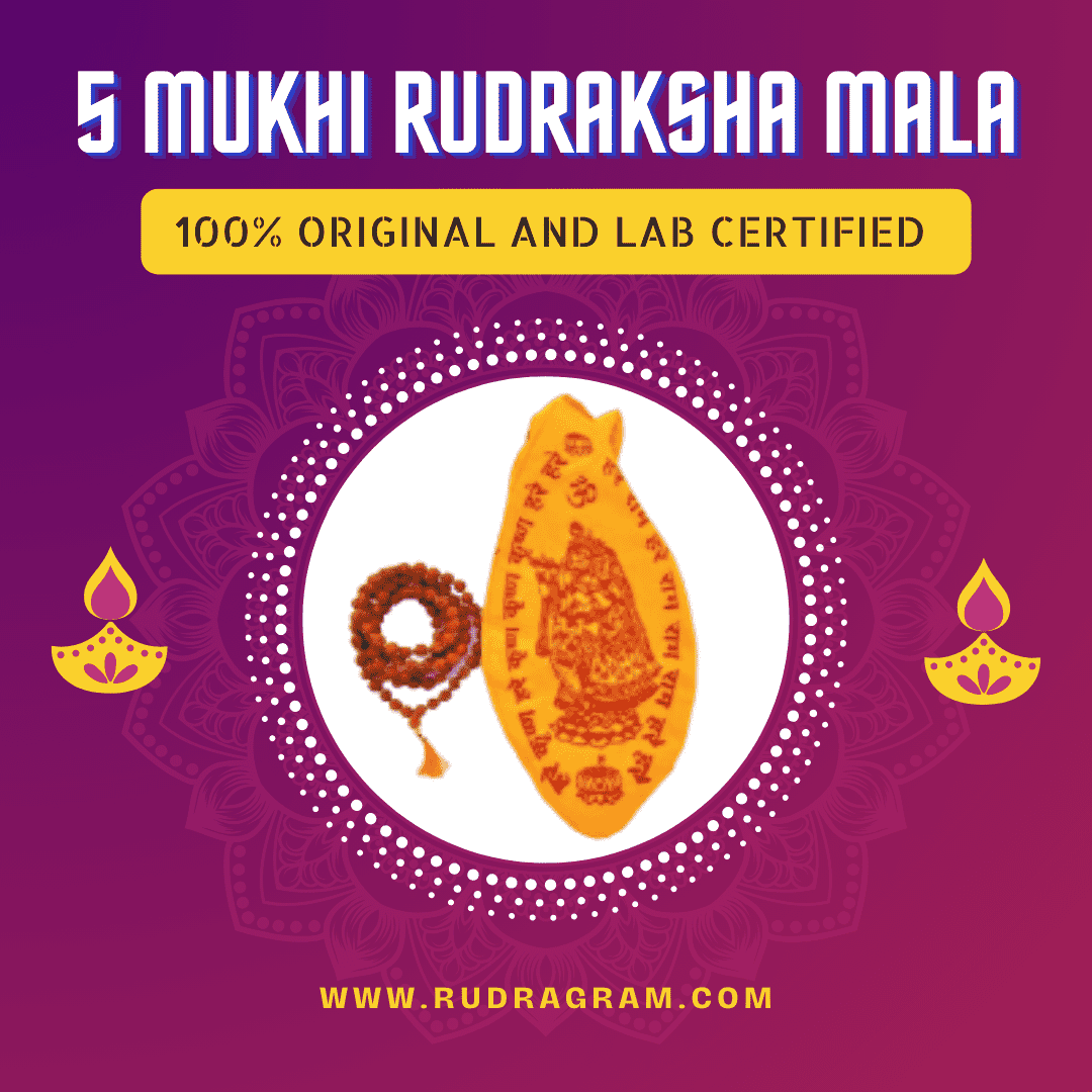 5 Mukhi Rudraksha Mala with original and lab certified quality for spiritual practices