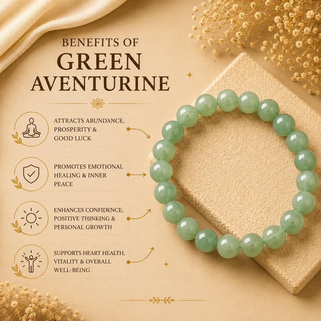 Natural Aventurine Quartz Bracelet – Prosperity, Balance & Positive Energy