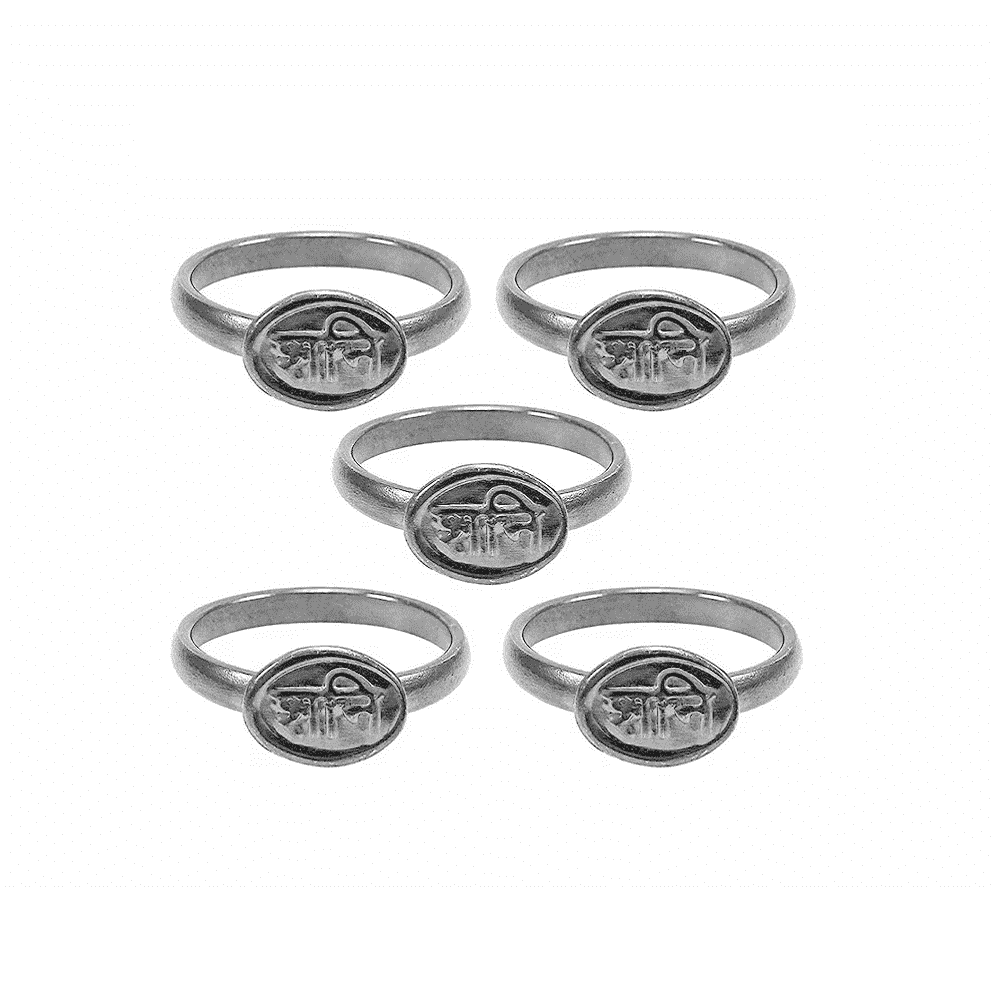 Set of five Black Horse Shoe Iron rings with an engraved design for unique style