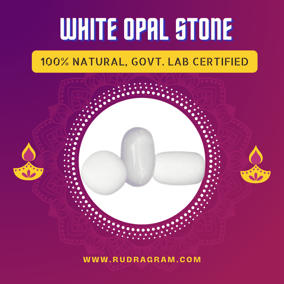 Buy white opal stone online, 100% natural and government lab certified from RudraGram