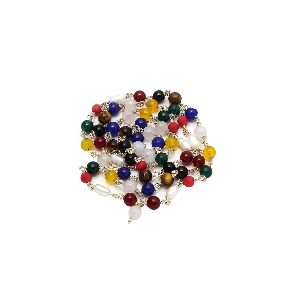 Original Navratna Mala made with colorful gemstones for spiritual and aesthetic use
