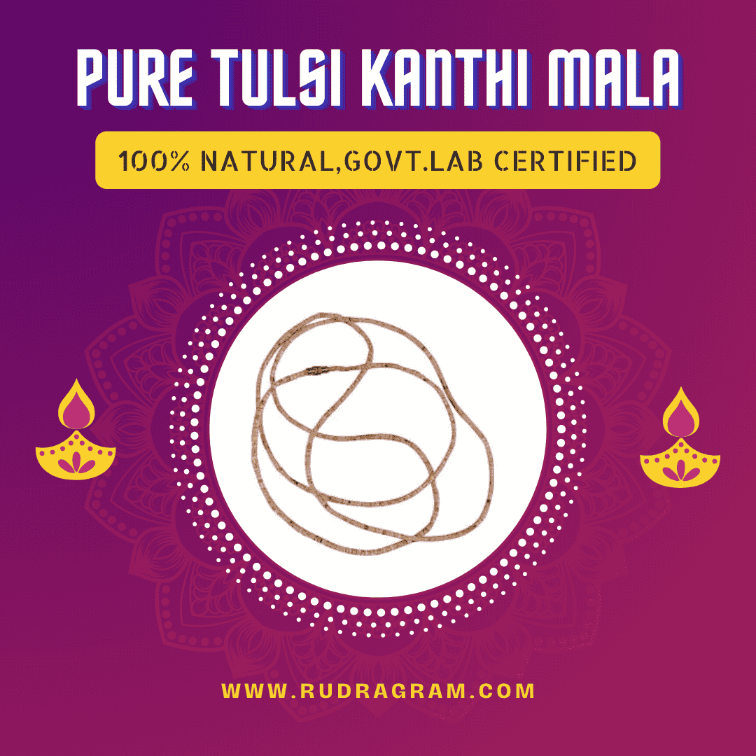 Pure Tulsi Kanthi Mala made from 100% natural materials, certified by government lab for authenticity