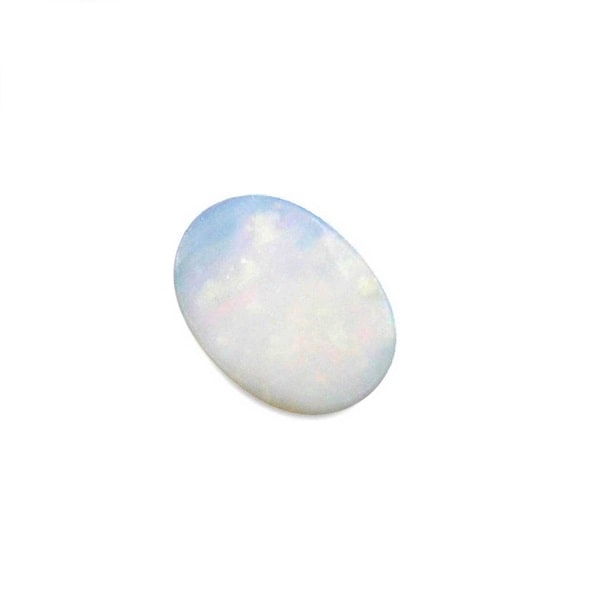 Buy white opal stone online featuring a smooth, glossy surface with iridescent sheen