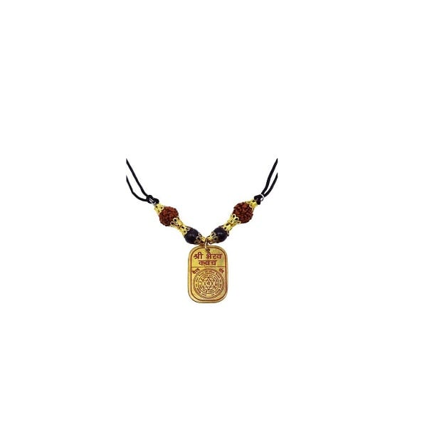 Shri Bhairav Kavach pendant necklace with rudraksha beads for spiritual protection