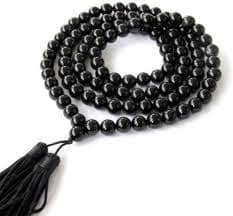 Sulemani Kali Hakik Mala with smooth black beads and tassel for meditation and spiritual practices