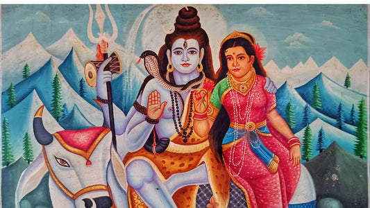 Artistic depiction of Lord Shiva with his consort, symbolizing the essence of Shiva Tandav Stotram