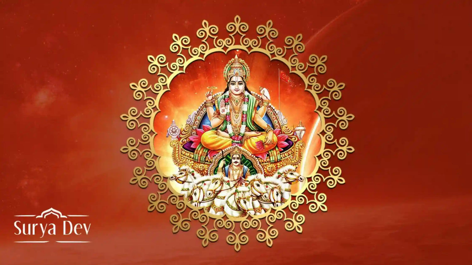 Artistic depiction of Lord Suryadev Aarti with intricate designs and vibrant colors