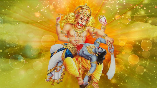 Divine Illustration of Shri Lakshminarasimha Stotram Representing Lord Narasimha Arising in Glory