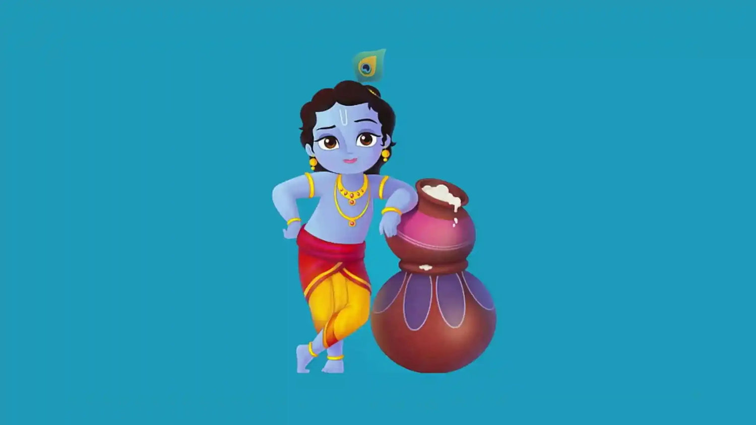 Colorful illustration of Lord Krishna with a pot, representing Shri Gopal Ki Aarti theme