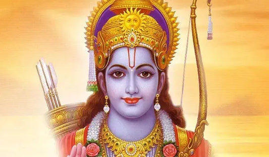 Artistic depiction of Lord Rama with bow and arrows, representing Shri ram Chalisa themes