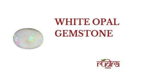 Close-up of a white opal gemstone showcasing its unique patterns and colors highlighting white opal stone benefits