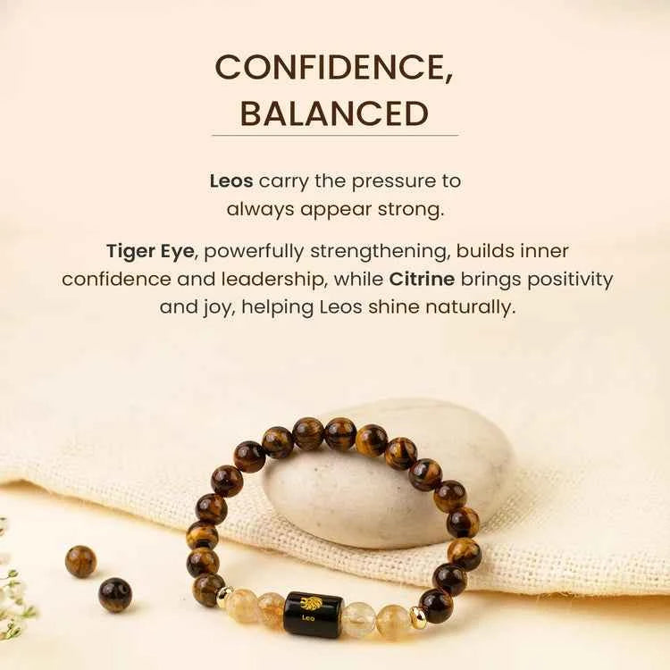Leo (Simha Rashi) Zodiac Bracelet – Natural Tiger Eye & Citrine