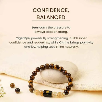Leo (Simha Rashi) Zodiac Bracelet – Natural Tiger Eye & Citrine