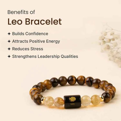 Leo (Simha Rashi) Zodiac Bracelet – Natural Tiger Eye & Citrine