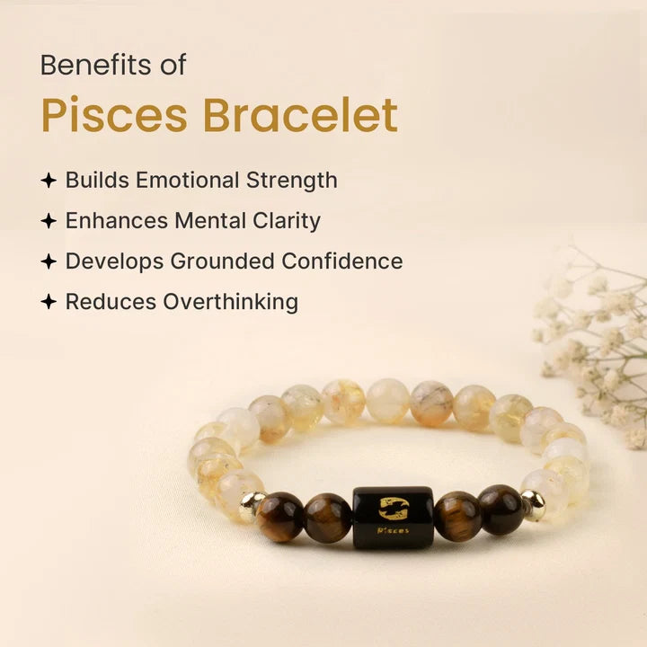 Pisces (Meen Rashi) Zodiac Bracelet – Natural Citrine & Tiger Eye