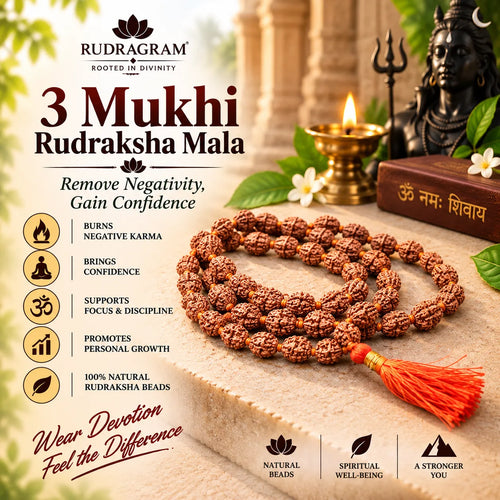 3 Mukhi Rudraksha Mala – 100% Original & Lab Certified