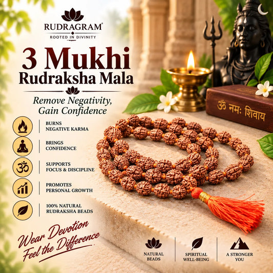 3 Mukhi Rudraksha Mala – 100% Original & Lab Certified