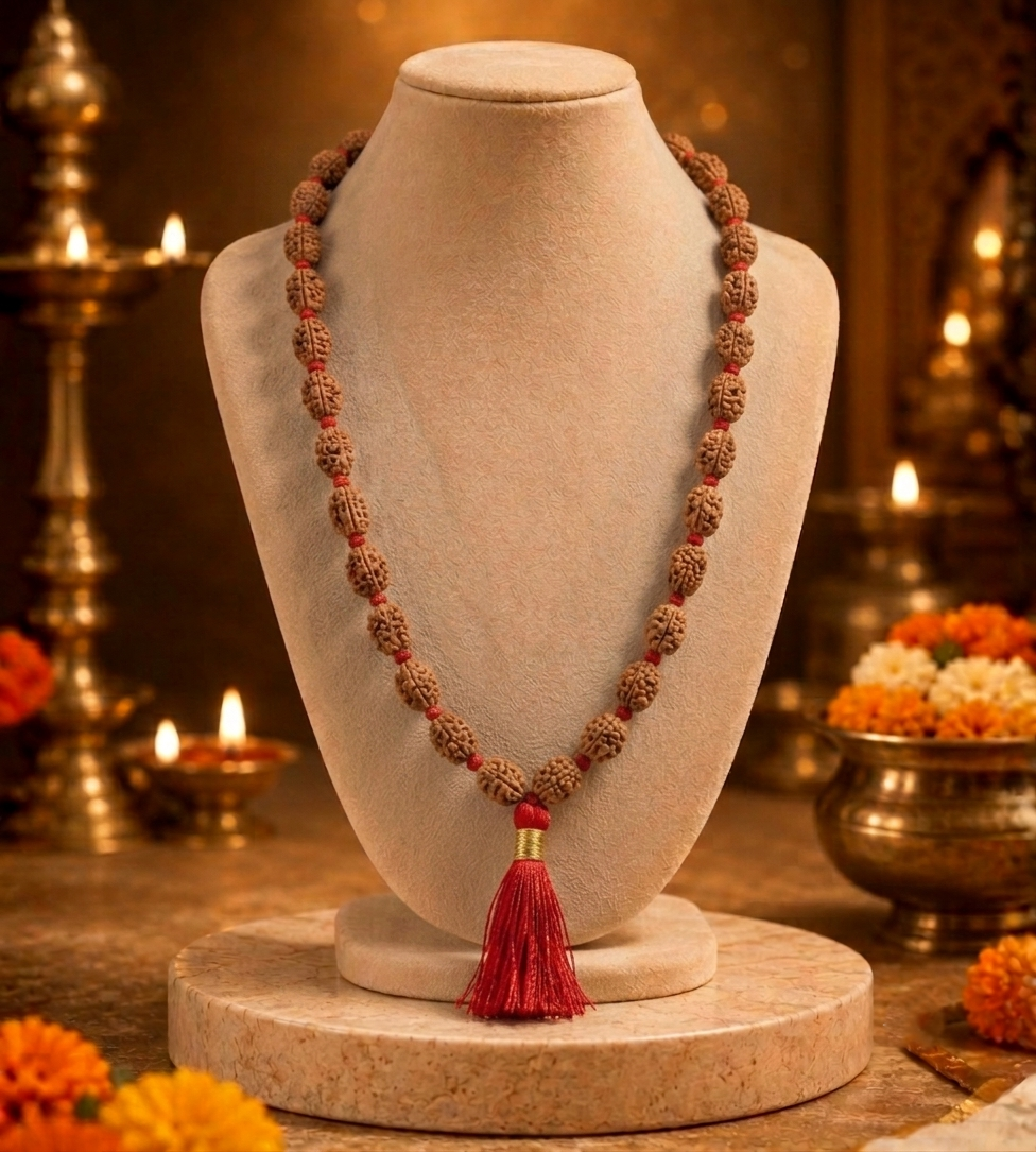 3 Mukhi Indonesian Rudraksha Beaded Mala