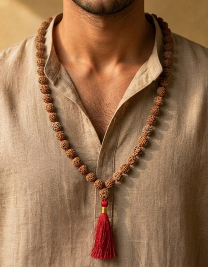4 Mukhi Nepali Rudraksha Mala for Creativity & Focus