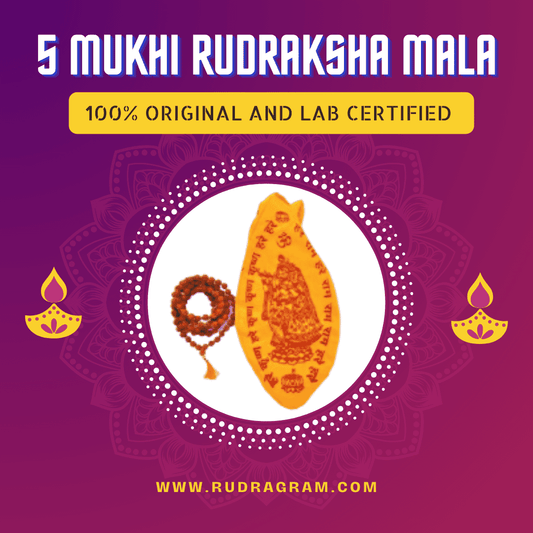 5 Mukhi Rudraksha Mala with original and lab certified quality for spiritual practices