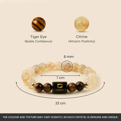 Pisces (Meen Rashi) Zodiac Bracelet – Natural Citrine & Tiger Eye