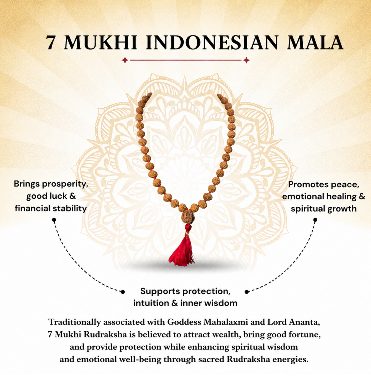 7 Mukhi Indonesian Rudraksha Mala for Prosperity & Success