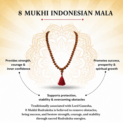 8 Mukhi Indonesian Rudraksha Bead Mala