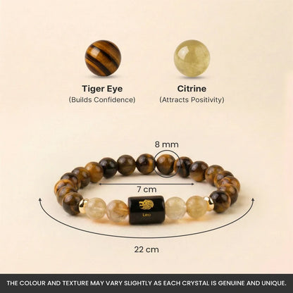 Leo (Simha Rashi) Zodiac Bracelet – Natural Tiger Eye & Citrine