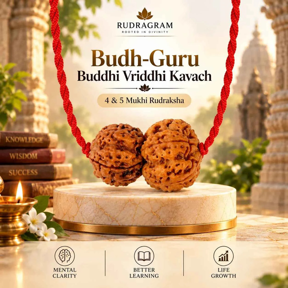 Budh-Guru Buddhi Vriddhi Kavach – 4 & 5 Mukhi Nepali Rudraksha