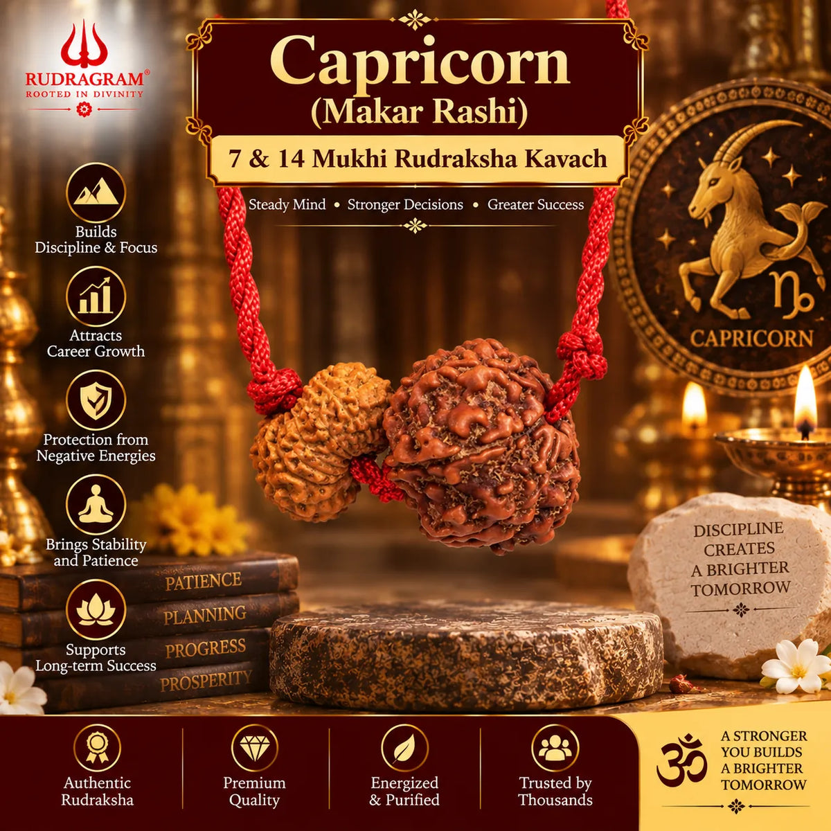 Capricorn Zodiac (Makar Rashi) Rudraksha Kavach
