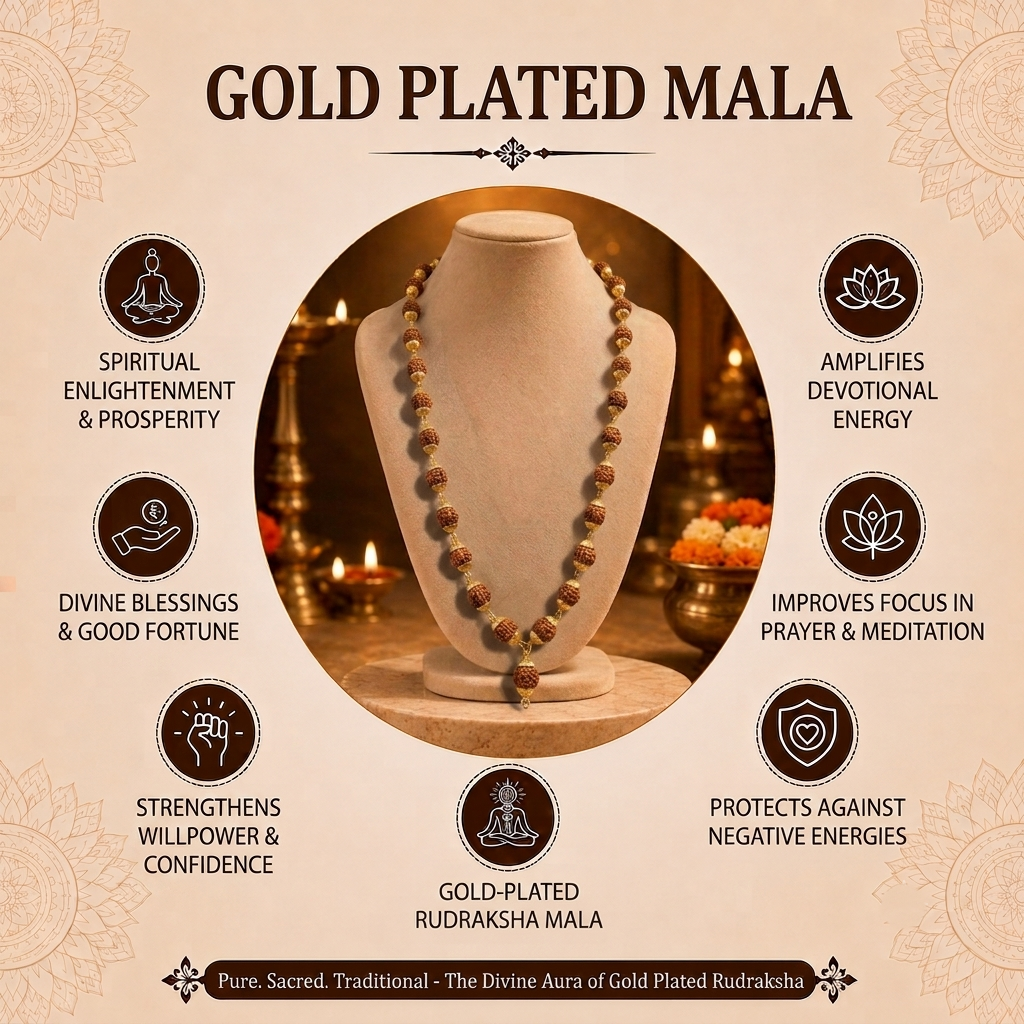 5 Mukhi Indonesian Gold Plated Mala for Spiritual Wear