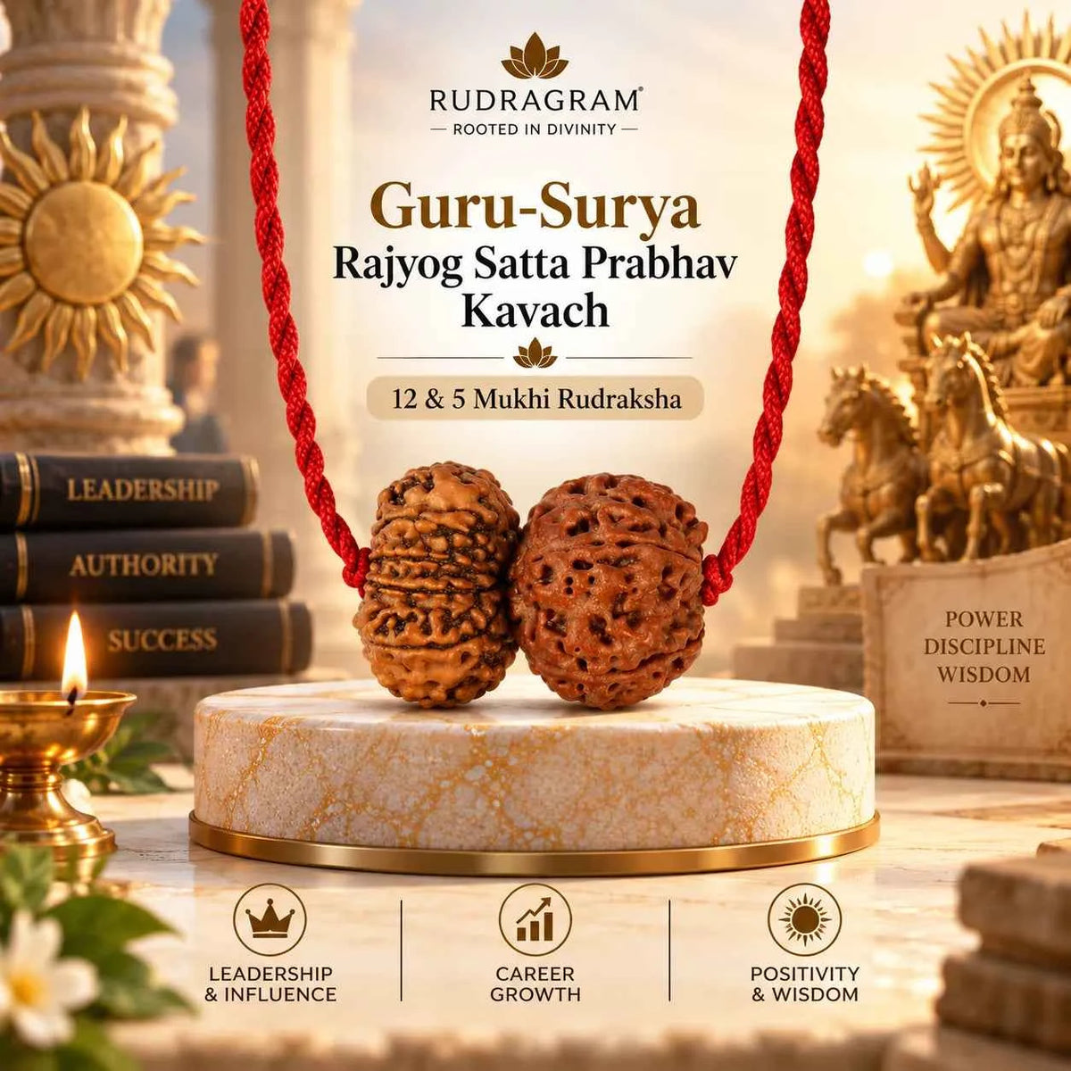 Guru-Surya Rajyog Satta Prabhav Kavach – 5 & 12 Mukhi Nepali Rudraksha