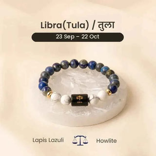 Libra (Tula Rashi) Zodiac Bracelet – Natural Lapis Lazuli & Howlite