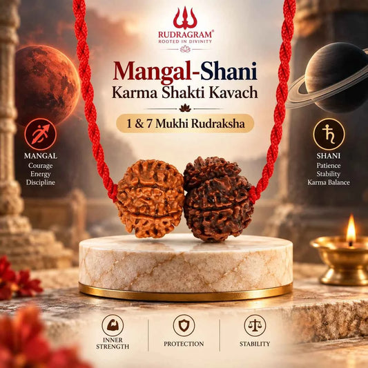 Mangal-Shani Karma Shakti Kavach – 3 & 7 Mukhi Nepali Rudraksha Combination