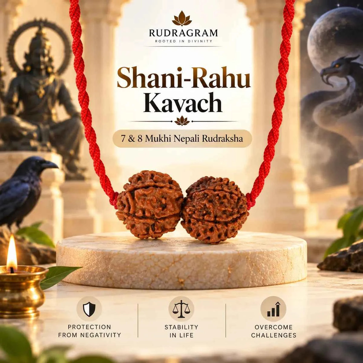 Shani-Rahu Kavach – 7 & 8 Mukhi Nepali Rudraksha