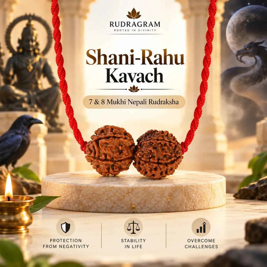 Shani-Rahu Kavach – 7 & 8 Mukhi Nepali Rudraksha