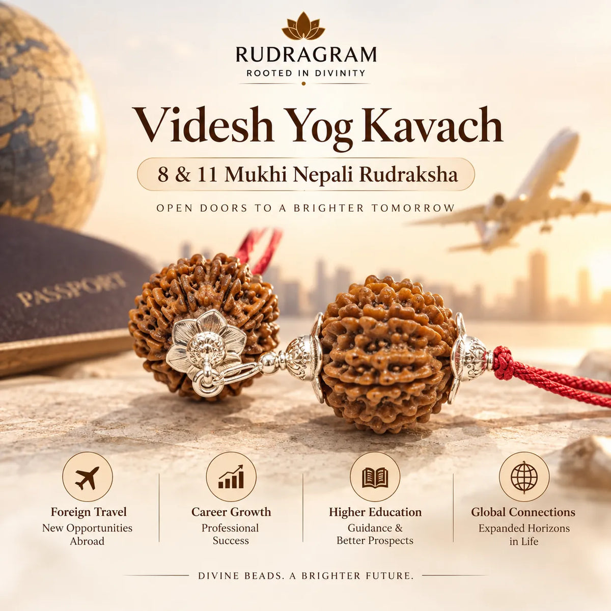 Videsh Yog Kavach – 8 & 11 Mukhi Nepali Rudraksha