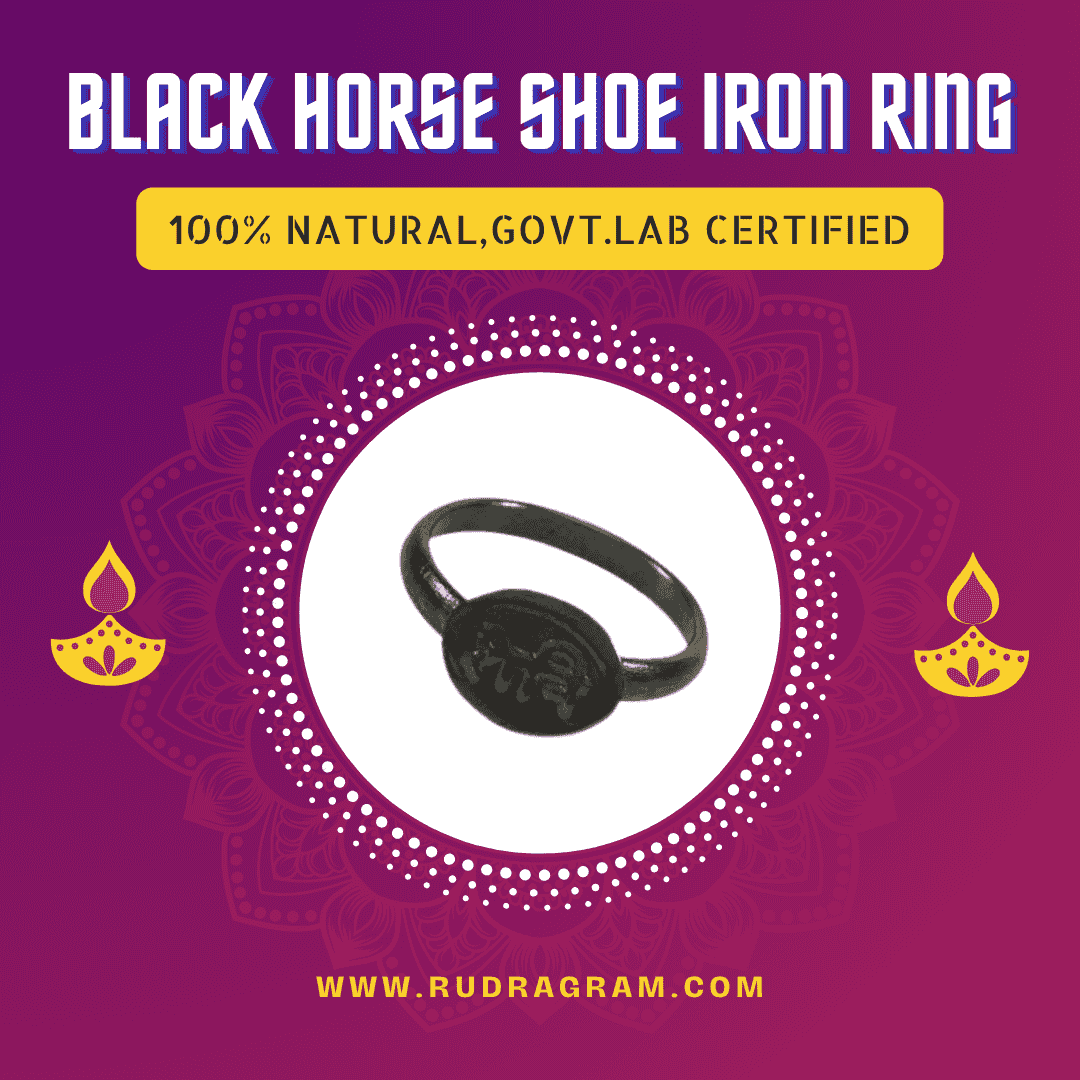 Black Horse Shoe Iron Ring from RudraGram, 100% natural and government lab certified