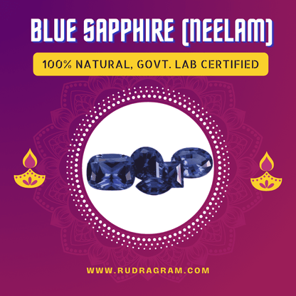 Three Blue Sapphire Stone gemstones, 100% natural and government lab certified from RudraGram