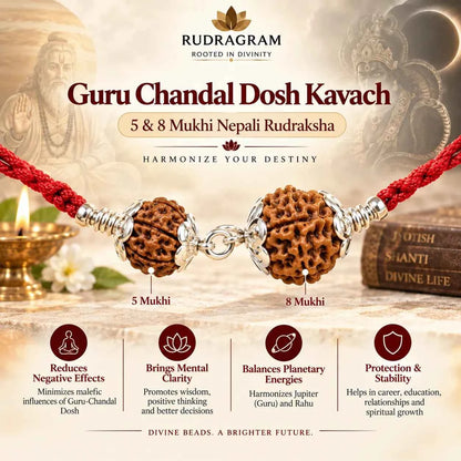 Guru Chandal Dosh Kavach – 5 & 8 Mukhi Nepali Rudraksha