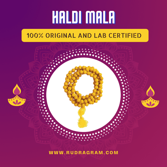 RudraGram Haldi Mala made of yellow beads, 100% original and lab certified for spiritual use