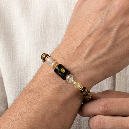 Leo (Simha Rashi) Zodiac Bracelet – Natural Tiger Eye & Citrine