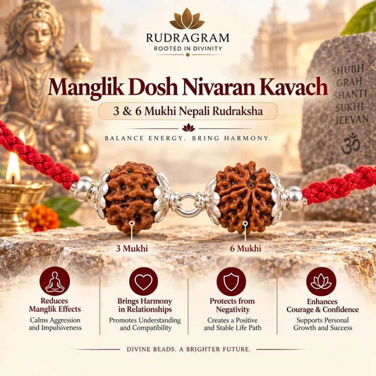 Manglik Dosh Nivaran Kavach – 3 & 6 Mukhi Nepali Rudraksha