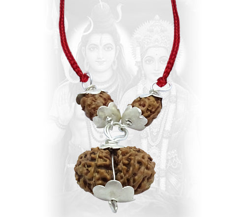 Family Bliss Pendant with 2 Mukhi & Gauri Shankar Rudraksha