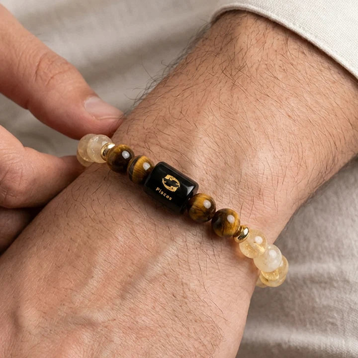 Pisces (Meen Rashi) Zodiac Bracelet – Natural Citrine & Tiger Eye