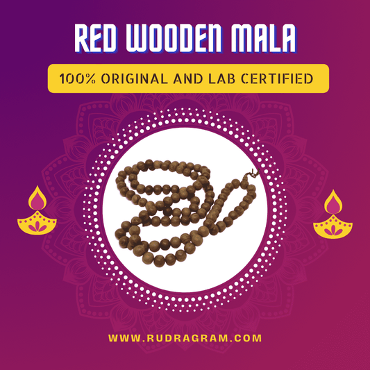 Red Wooden Mala from RudraGram with 100 percent original and lab certified quality