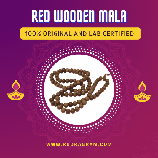 red wooden mala