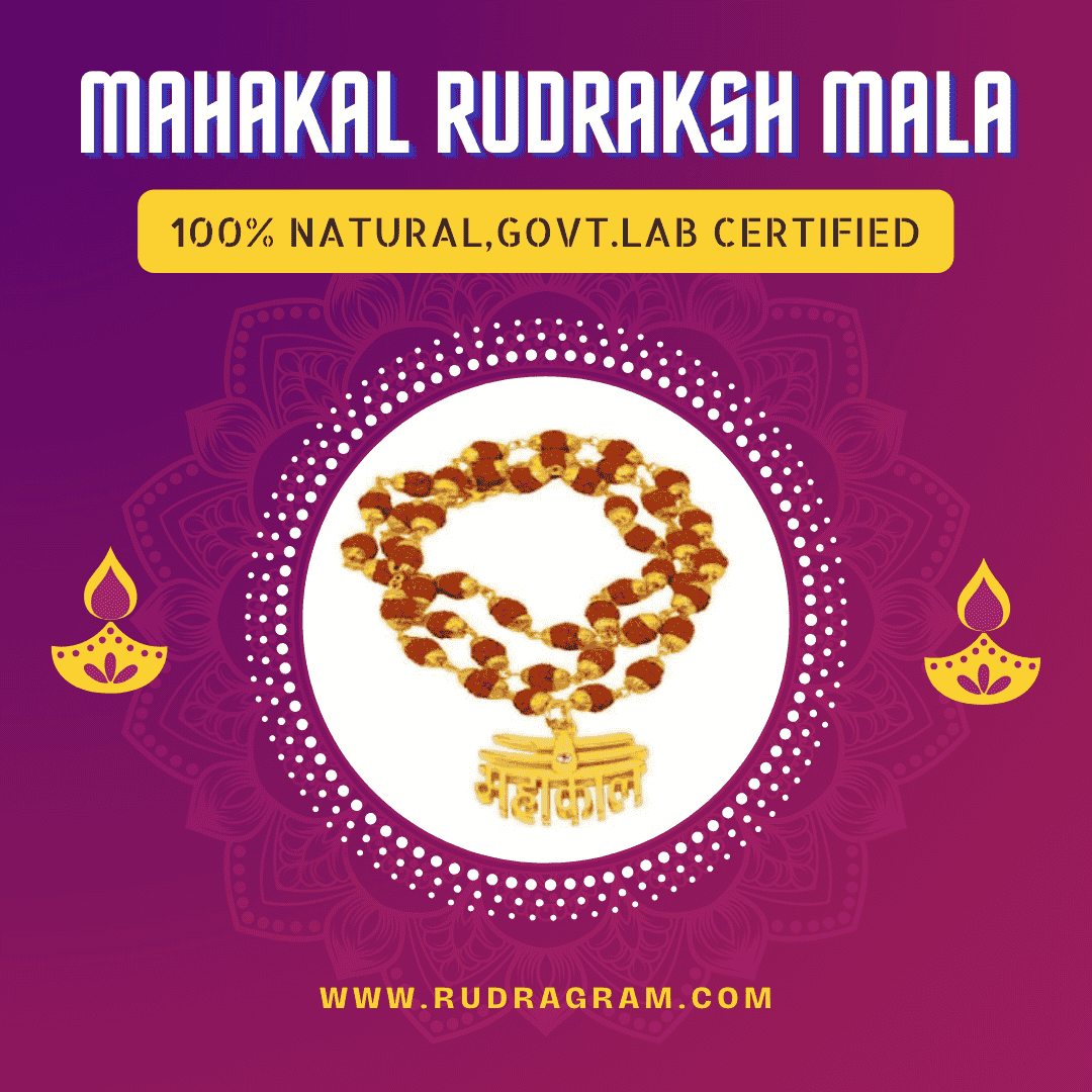 Rudraksh Gold plated Mahakal Mala with a 100% natural and government lab certified design